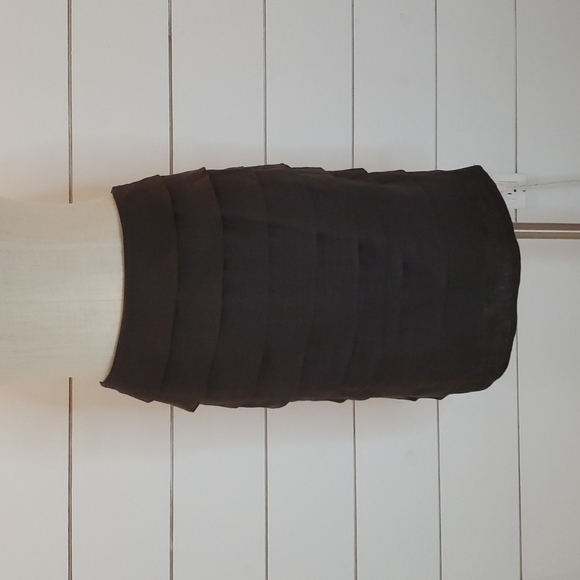 LARRY LEVINE size 8 brown midi linen tier skirt - Picture 1 of 6
